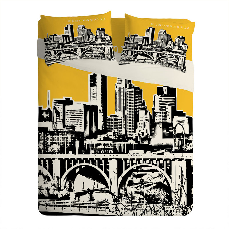 Taie d’oreiller minneapolis Bird Ave, Jaune, Standard