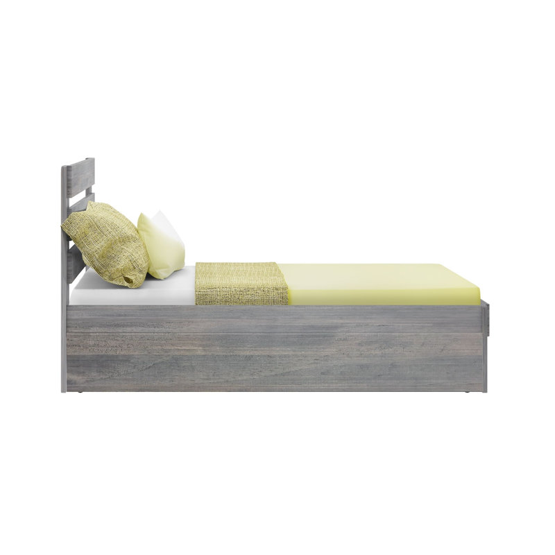 Lit plateforme en bois massif avec lit gigogne Decimus, Bois flottant, Double