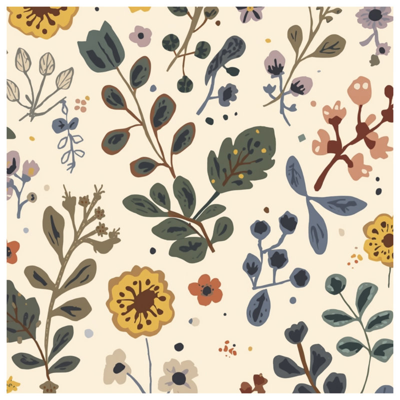 Couvertures Botanical Floral Illustration, L 60 po x H 80 po