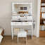 Makeup Vanity Desk with 9 Hollywood Bulbs, 4 Drawers and Stool 80*40*136 cm MDF 2 Pieces Makeup Vanity White - 9 Hollywood Bulbs, Power Socket, Includes Stool