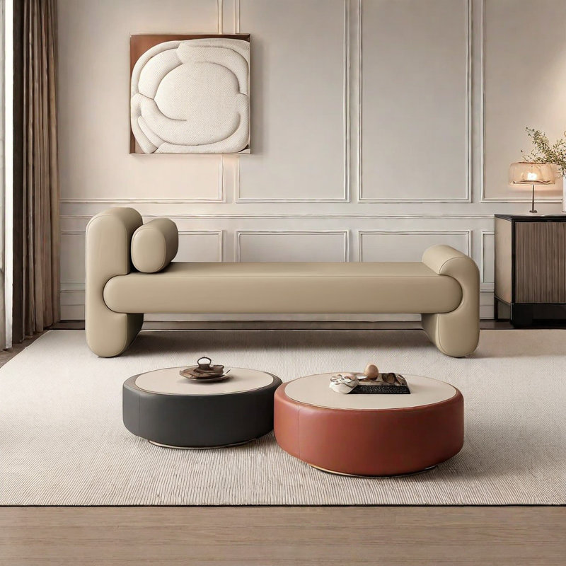 Banc de rangement Syniya, Beige, H 25,59 po x l 59,05 po x P 17,71 po
