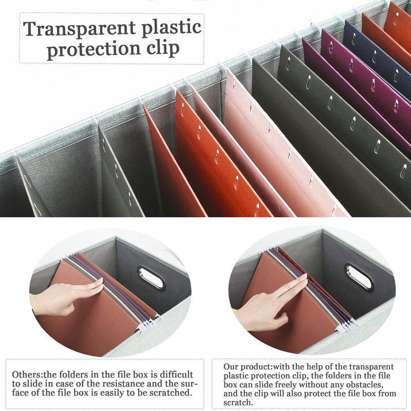 File Organizer Box,Filing Box With Lid,File Box For Letter/Legal File Folder Storage, Portable Hanging File Box For Office/Decor/Home,1 Pack,Green-Box Only