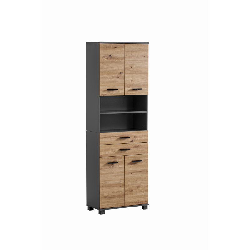 Hafley Bathroom Cabinet, Anthracite/Artisan Oak Decor/Matte Black