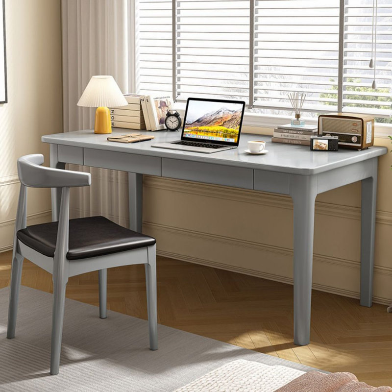 Bureau rectangulaire moderne et simple avec tiroirs, Gris, H 29,53 po x l 39,37 po x P 23,62 po