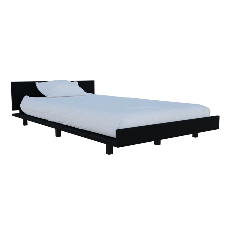 Base de lit avec tête de lit Koura, Simple, Wengé noir