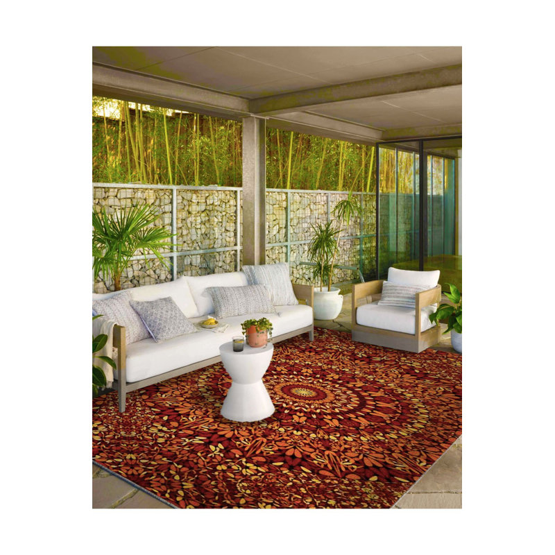 Orange Creative Patterned Woven Base Washable Decorative Rug, Rectangle 5'1" x 7'7" Rug Pad Included