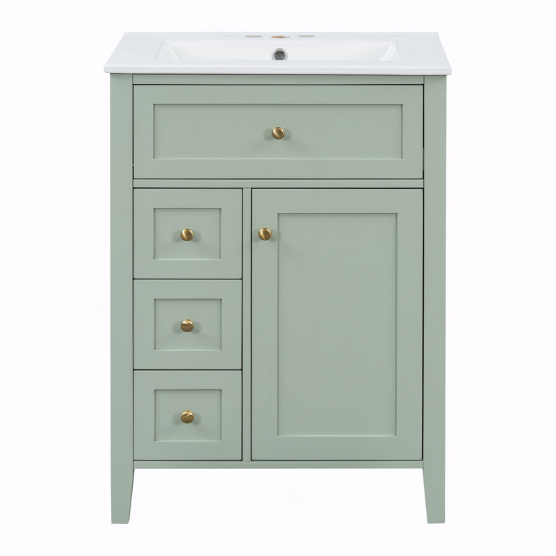 Meuble-lavabo de salle de bain avec lavabo, Vert