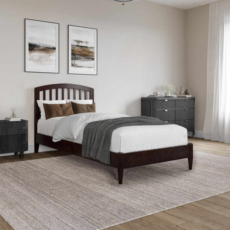 Lit plateforme en bois massif Audriel, Simple TG, Espresso