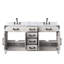 Meuble-lavabo double en chêne blanc 60 po X P 22 po D, dessus en marbre de Carrare et ensemble de robinet-117980335