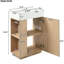 Meuble-lavabo de 21,6 po avec lavabo en céramique, finition grain de bois, fonction de fermeture en douceur, rangement latéral pour la conception et porte-mouchoirs de petite taille