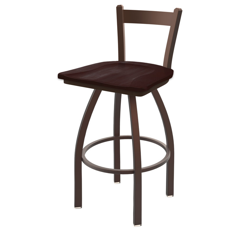 Tabouret de comptoir pivotant 821 Catalina, Bronze, Bois - Érable cerisier foncé