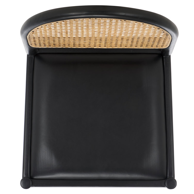 Laylie Leather Upholstered Dining Chair, Black Leather, Black