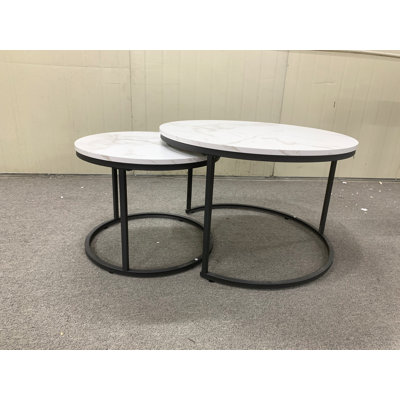 Modern Nesting Coffee Table Set of 2 with Sturdy Metal Frame by 17 Stories