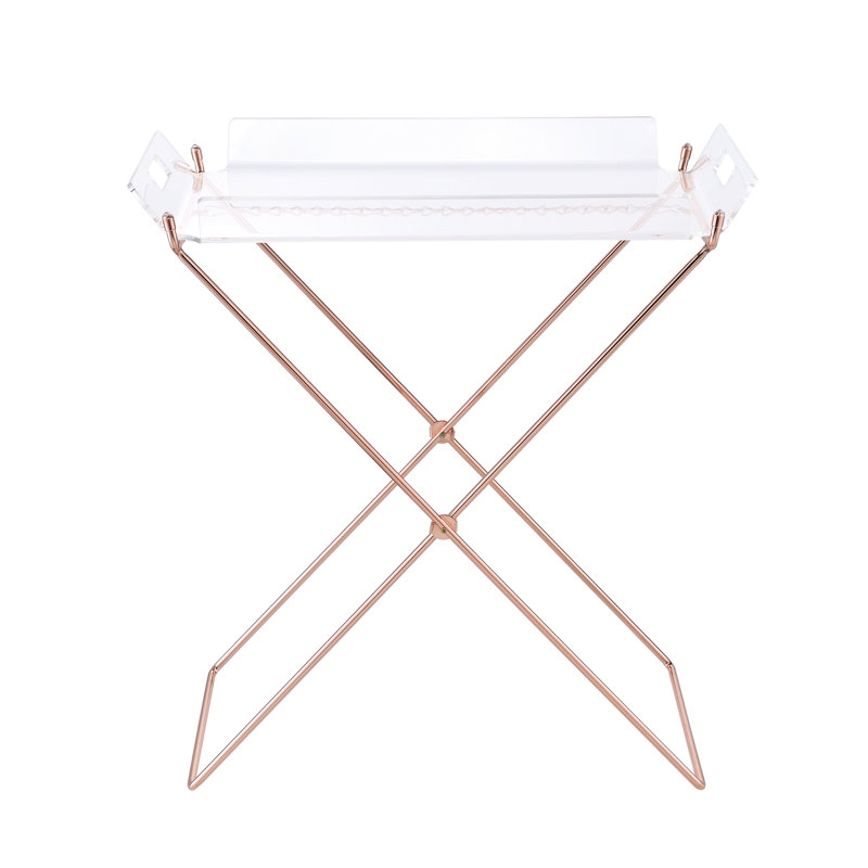 Table-plateau moderne moderne en cuivre transparent avec un design polyvalent à des fins décoratives