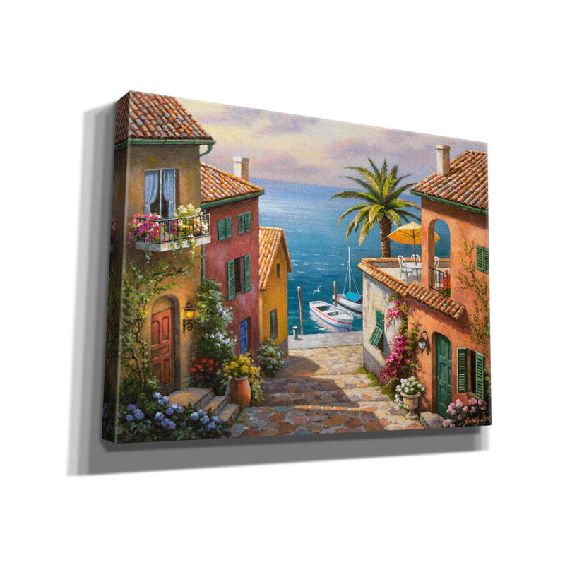 «The Villa's's Dock» par Sung Kim, art mural sur toile, H 12 po x l 16 po x P 0,75 po