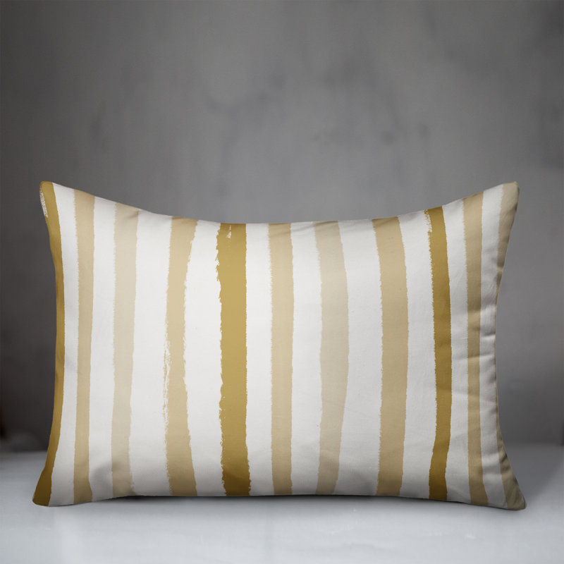 Striped Outdoor Throw Pillow, Yellow