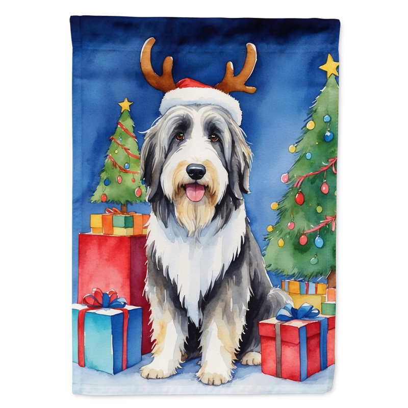 Drapeau de Noël maison de renne, Colley barbu
