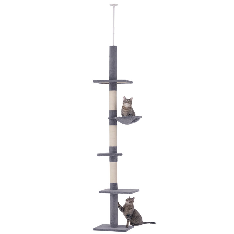 Floor to Ceiling Cat Tree Adjustable, Grey