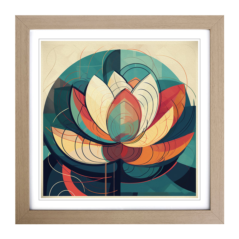 Lotus Flower Constructivism No.4 - Framed Print, Oak