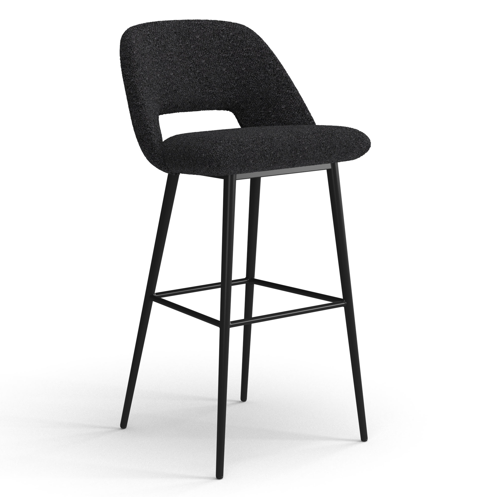 Valdez Boucle Bar & Counter Stool, Black Boucle, Bar Stool (29” Seat Height)