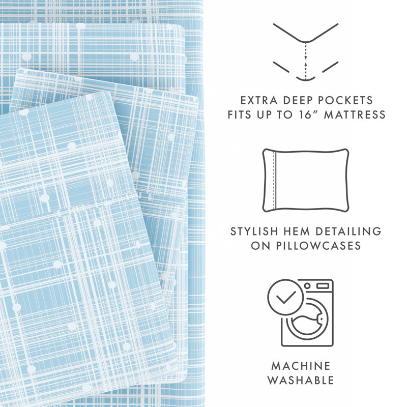 Aqua Polka Dot Queen Microfiber Sheet Set