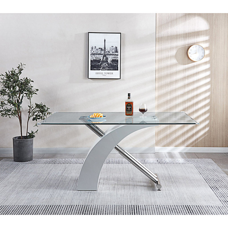 Table de salle à manger élégante, table de salle à manger de luxe avec plateau en verre