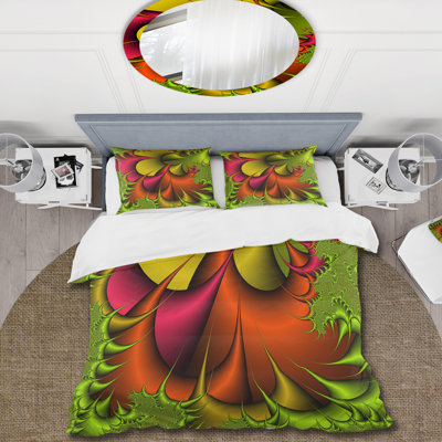Ensemble de housse de couette en microfibre vert / orange / rouge