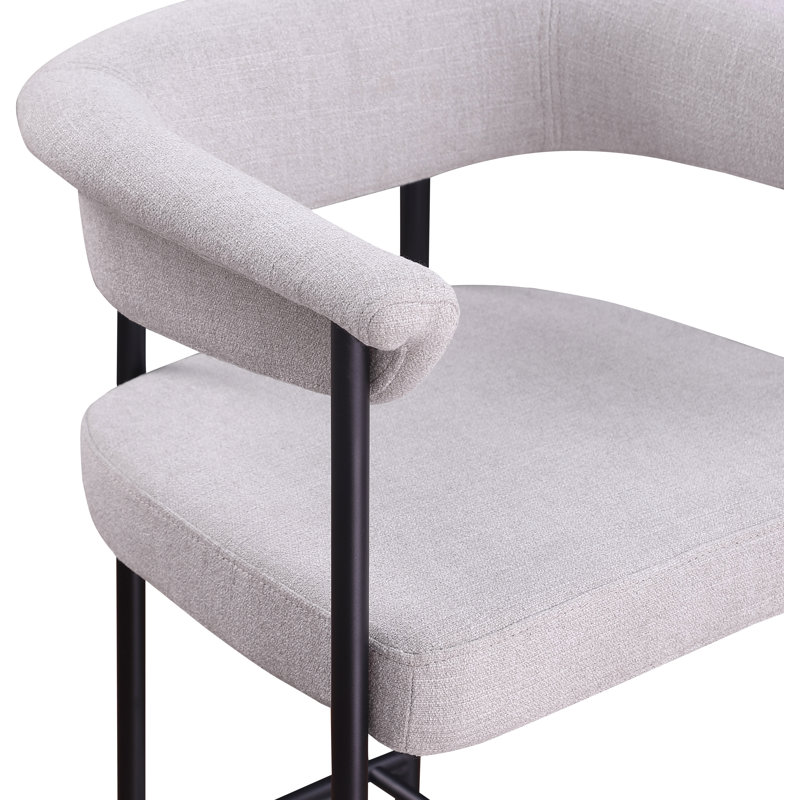 Tabouret de comptoir Malin, Tissu gris texturé en lin