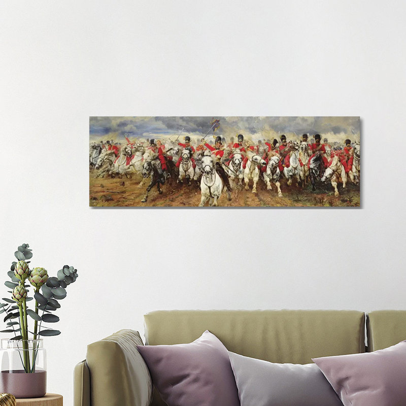 Scotland For Ever! 1881 by Lady Butler - Panoramic Painting on Canvas, Wrapped Canvas, 40.64cm H x 121.92cm W x 3.81cm D