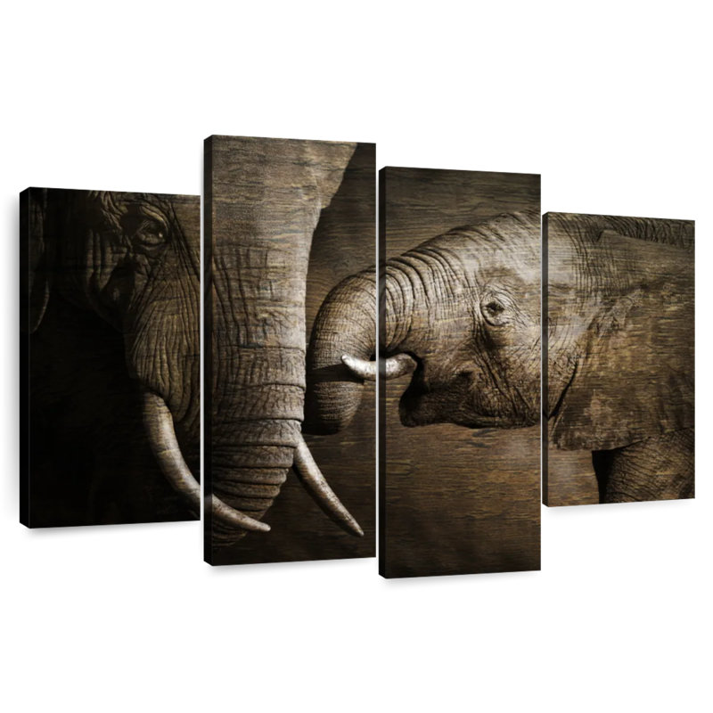 Affectionate Elephants, 42" H x 68" W