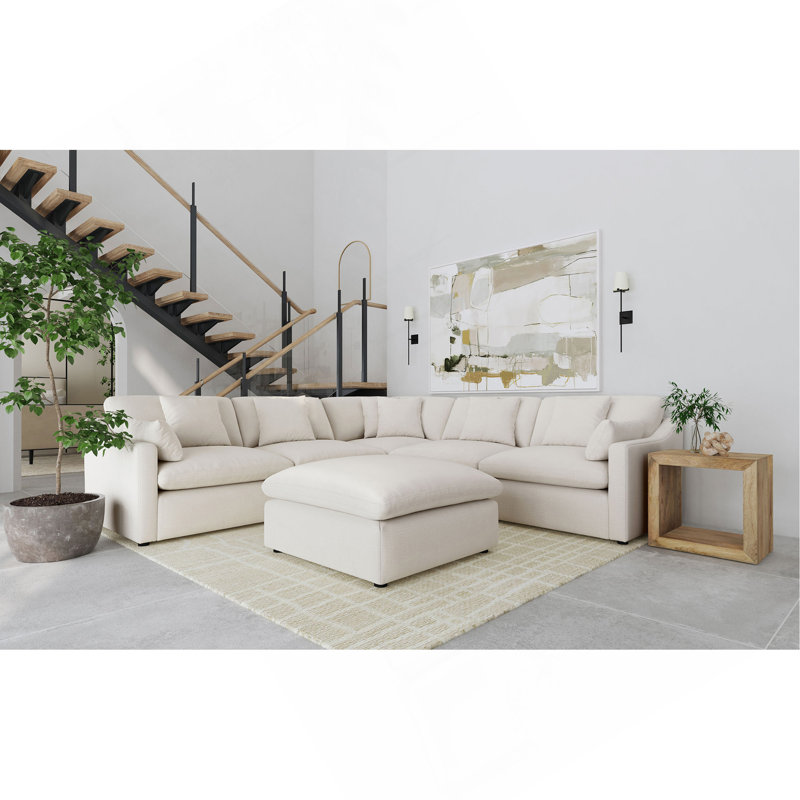 Canapé modulaire rembourré 6 pièces Greeley Ivory