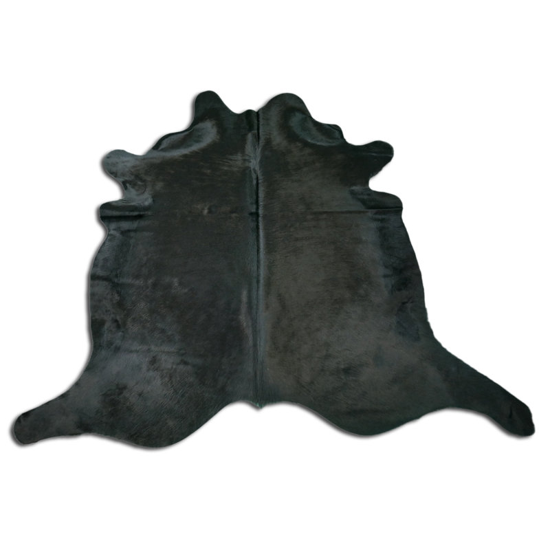 Solid Black Cowhide Rug