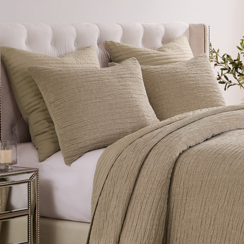 Taie d'oreiller matelassée texturée Velvet Crush, Standard, Kaki