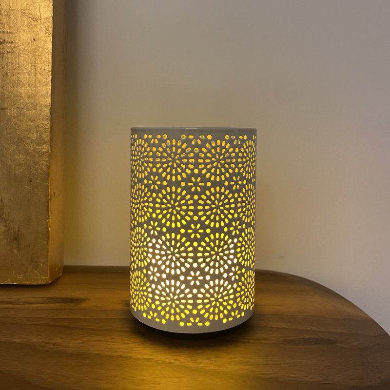 5'' Battery Powered Integrated LED Color Changing Outdoor Table Lamp, White Shiny