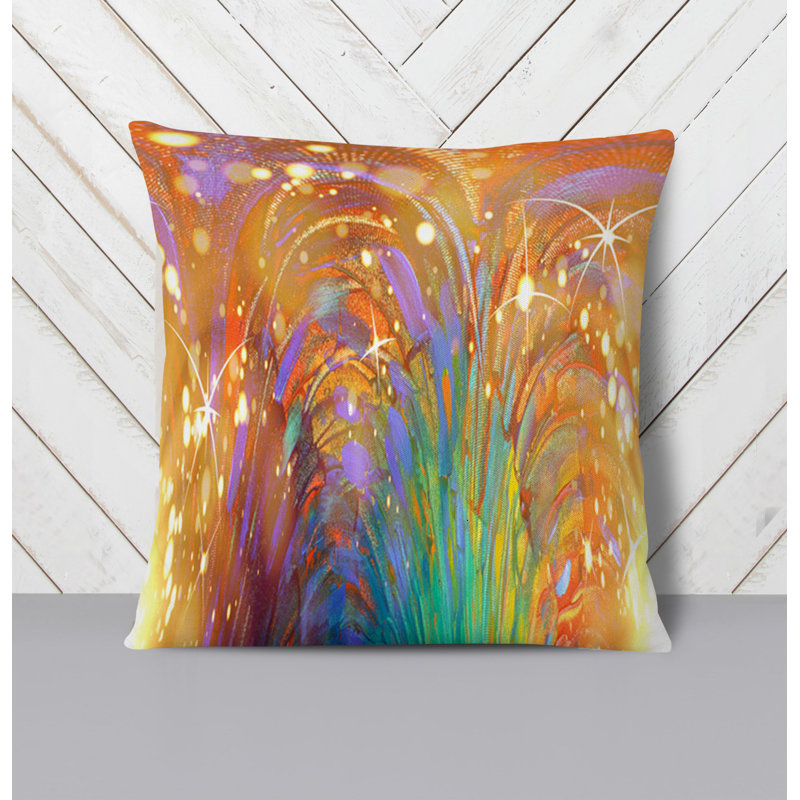 Throw Pillow With Insert, 20"H x 20"W, Blue/Orange Abstract 3