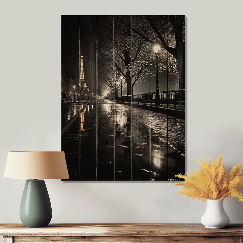 Parisien au clair de lune I sur bois, H 40 po x l 30 po x P 0,78 po
