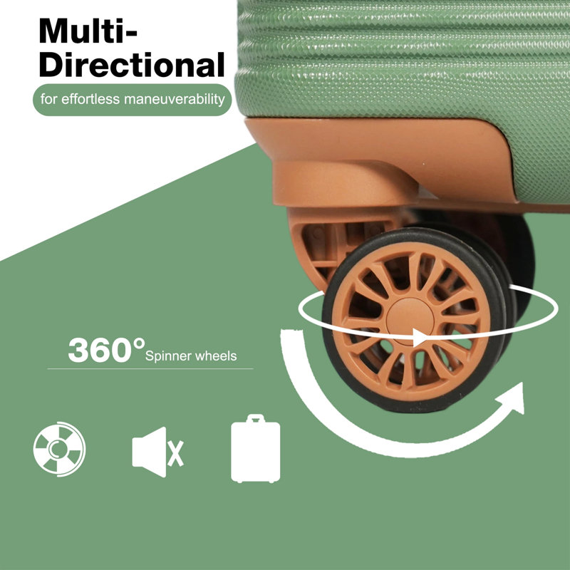 Ensemble 6 pièces de valises rigides Hardshell avec roulettes TSA VERT