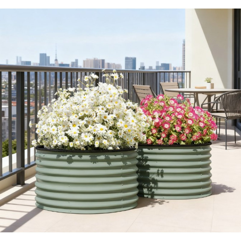 Jardinières en acier durable, ensemble de 2, jardinières surélevées modernes pour une utilisation extérieure polyvalente
