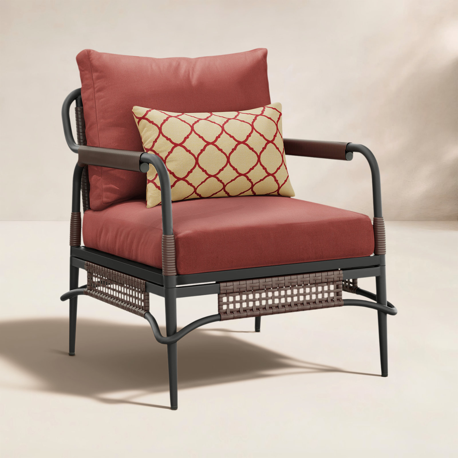 Hope Sunbrella® Patio Lounge Chair, Canvas Henna Sunbrella Cushion, Dark Gray 