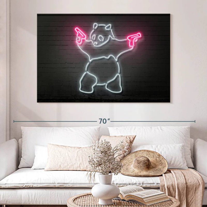 Brampt Panda Pink Guns, 34" H x 51" W