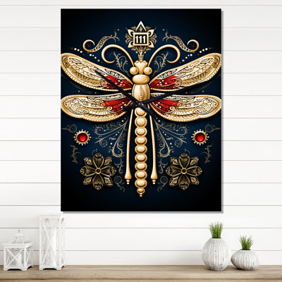 Gold Vintage Dragonfly- Animals Dragonfly Vintage Wall Clock