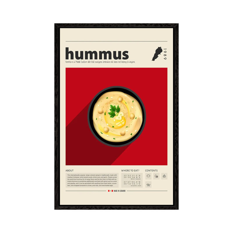 Hummus by GastroWorld - Gallery-Wrapped Canvas Giclée on Canvas, 152.5 cm H x 101.5 cm W, Black Floater Framed