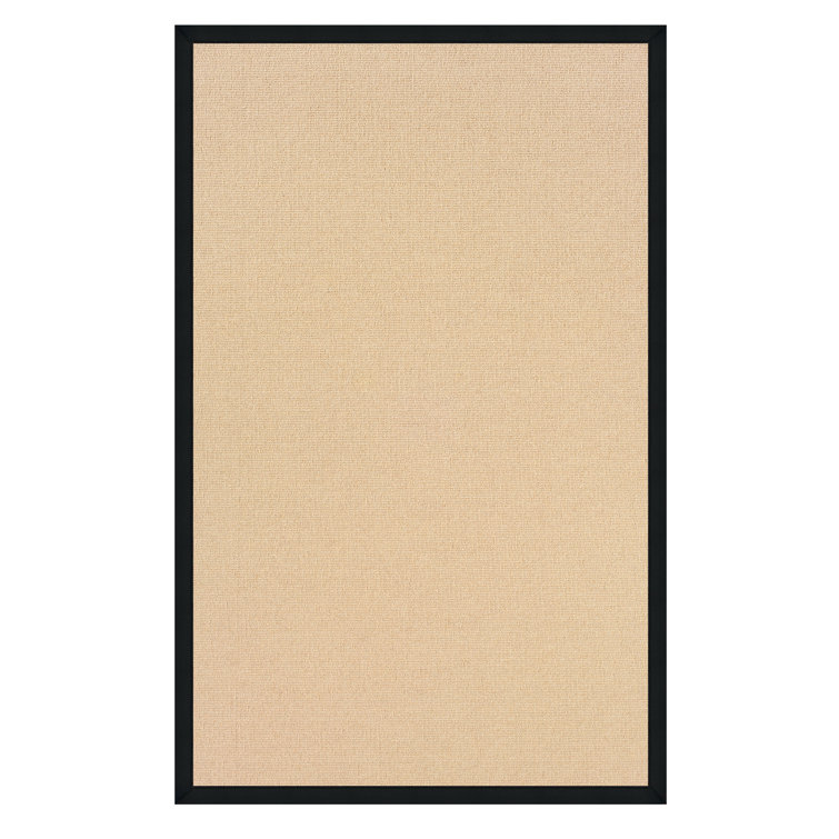 Nannette Handmade Light Beige Berber with Black Cotton Border  Area Rug
