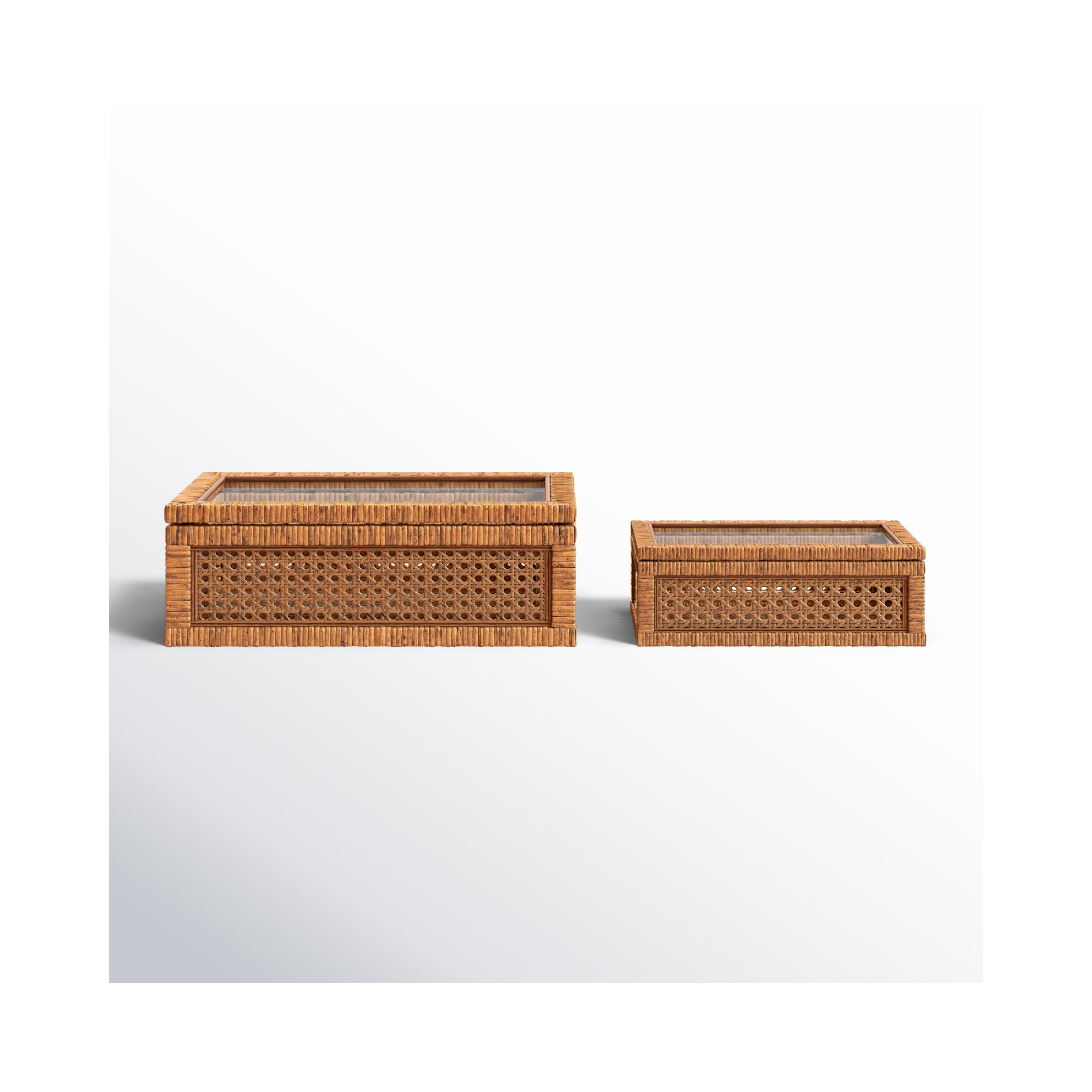 Edelie 2 - Piece Decorative Box, 4.25" H x 12.5" W x 6.75" D, Brown