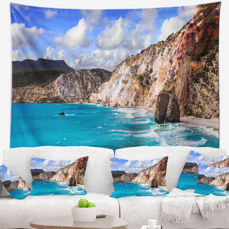 Beaches tapisserie de polyester en grec avec accessoires suspendus inclus, H 50 po x l 60 po