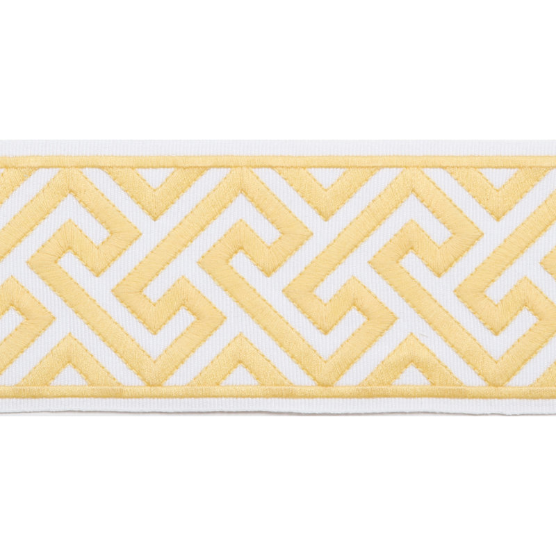 Tissu à bordure en ruban, Jaune soleil / blanc