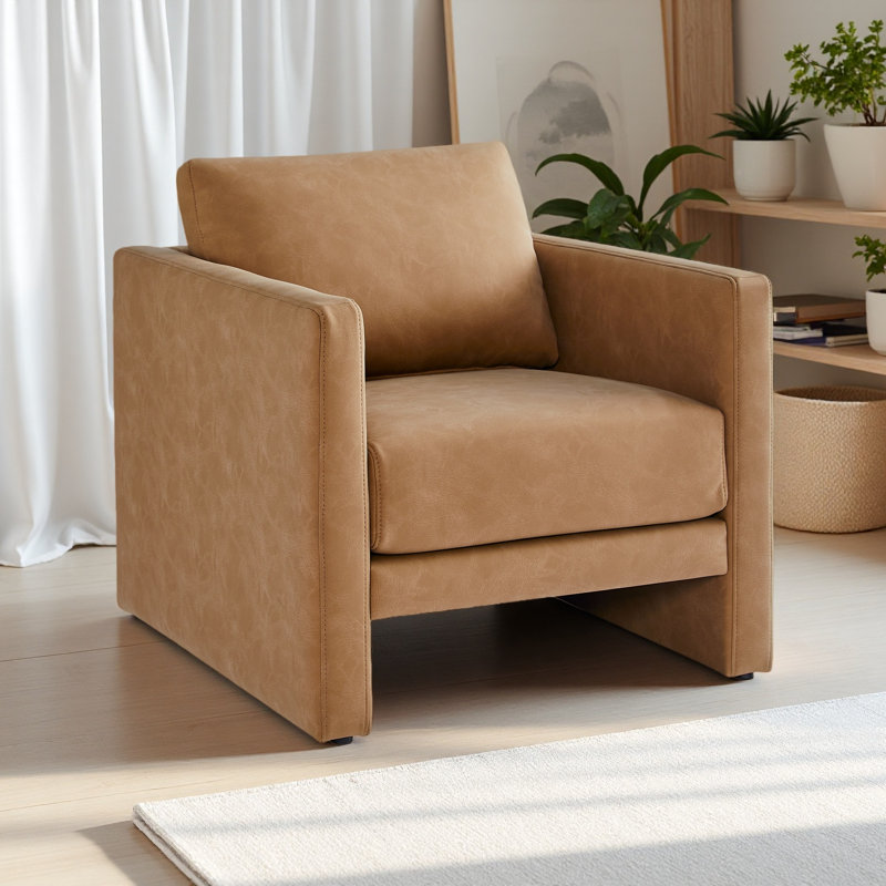 Fauteuil en similicuir, Brun