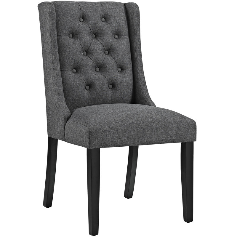 Modway Baronet Button Tufted Fabric Dining Chair, Gray, 1