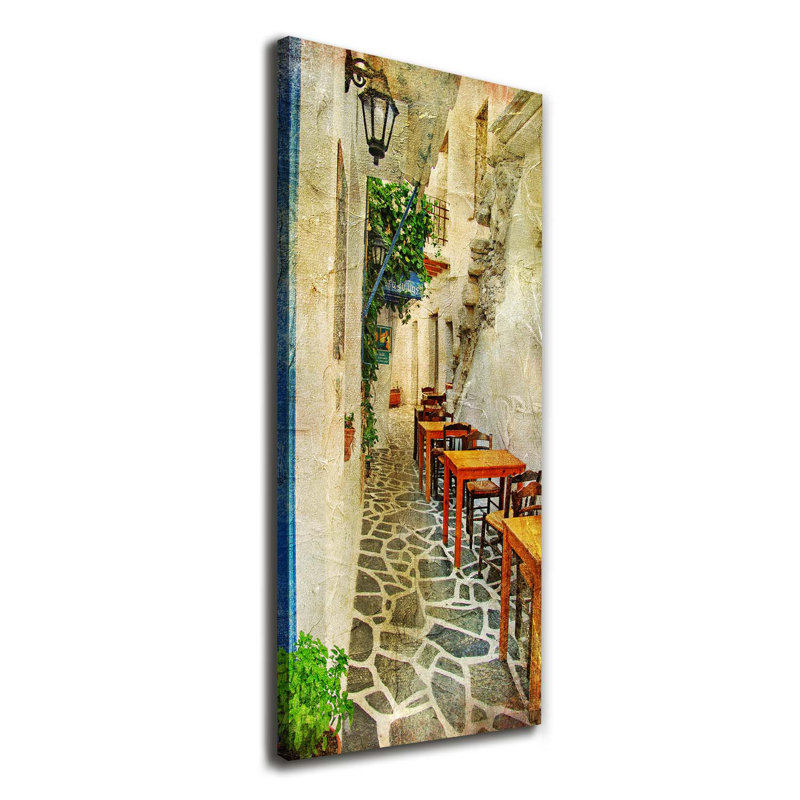Greek Taverns - Wrapped Canvas Print