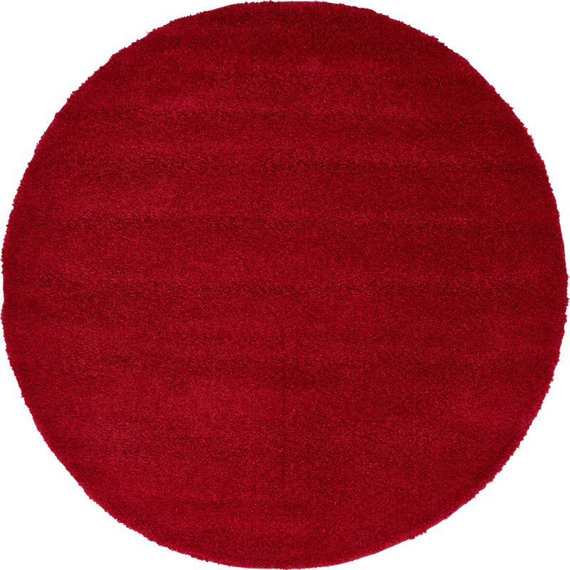 Tapis rouge à poil long Zuniga, Rond 6 pi 1 po